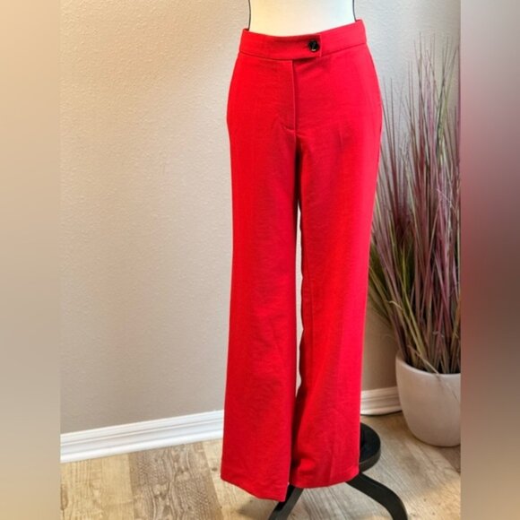 Ann Taylor Red Curvy Fit Trouser Pants Size 0 NWOT - Picture 1 of 5